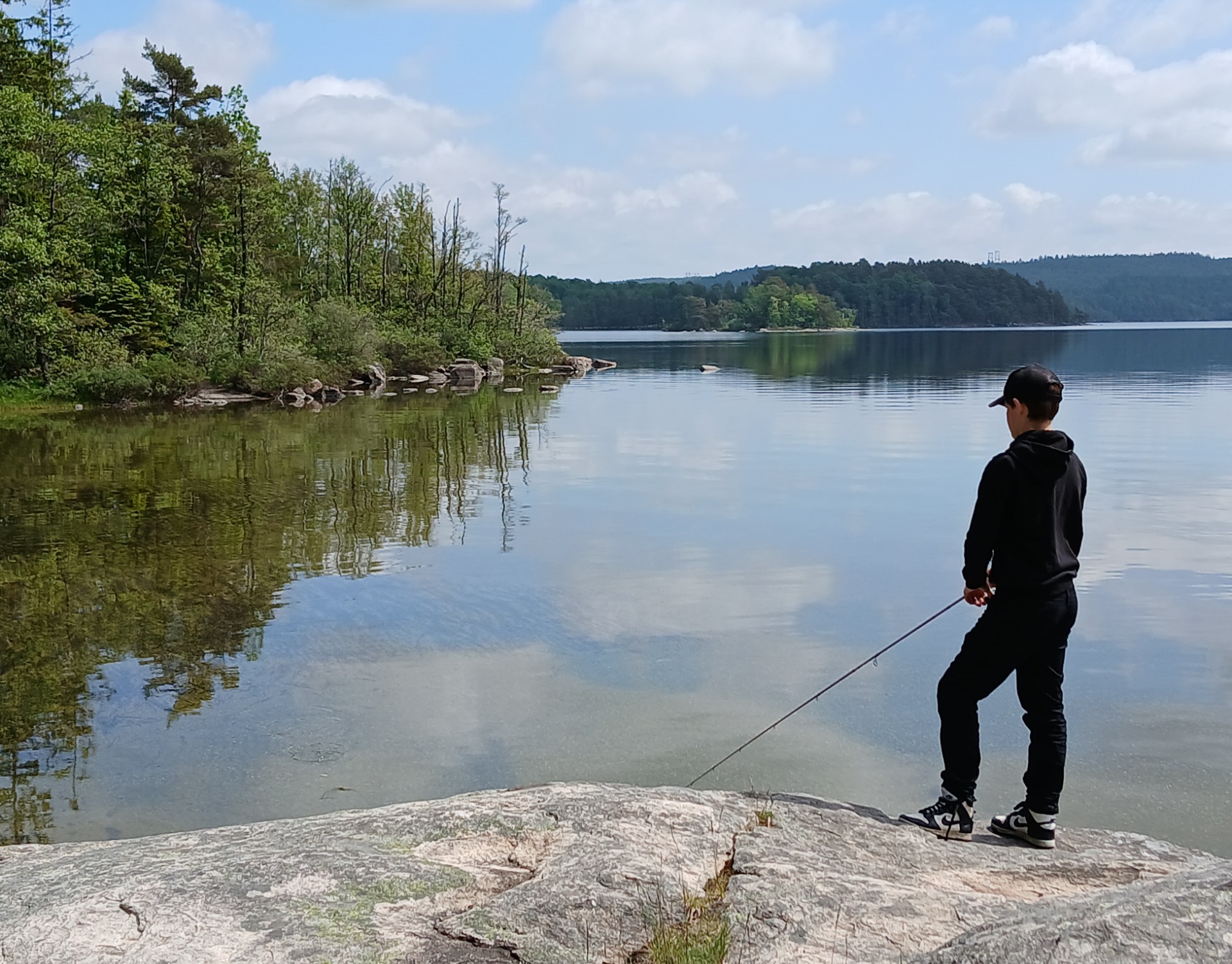 Fishing by the lake